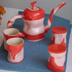 Vintage Handmade Ceramic Coffee and Tea Service of 5