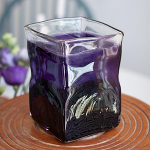 Impressive vintage purple art glass vase - Mid-century amethyst blown glass vase