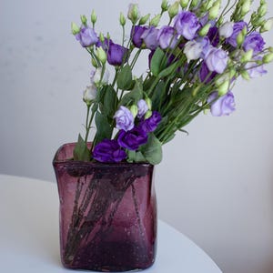 Lovely Murano Bullicante Vase, Purple Glass Vase, Venetian Art Glass Vase, Vintage Glass Décor, Bubble Glass Flower Vase, Vintage Glass Vase