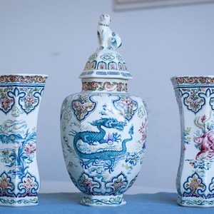 Grand Chinoiserie Vase - Vintage Royal CHANGHAI BOCH Belgium Porcelain