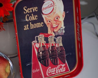Vintage Coca-Cola Serving Tray featuring Sprite Boy - Retro Diner Collectible from 1982