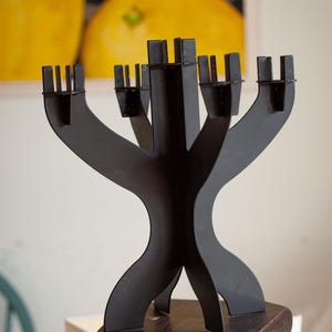 Vintage Ikea PS Jularp metalen zwarte kandelaar van Ola Wihlborg, kandelaar voor 5 kaarsen, vintage kandelaar