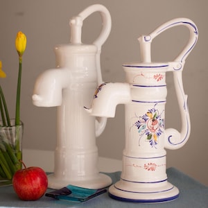 Pompa per acqua manuale in porcellana fatta a mano vintage Pompa per acqua in ceramica floreale