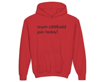 c00lkidd, porzuceni, dołącz do drużyny c00dkidd już dziś!, Młodzieżowa bluza z kapturem dla Team Spirit, Czerwona bluza z kapturem dla dzieci, Bluza z nadrukiem, Odzież sportowa