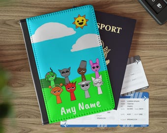 Sprunki orange, rady, wenda, brud, ms.sun, pinki, vineria, and gray family trips, personalized Passport Cover