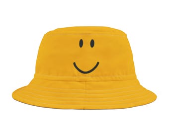 Slap battle Roblox noob face guideman Bucket Hat (AOP)
