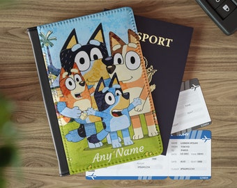 Bluey family trips, personalized Passport Cover