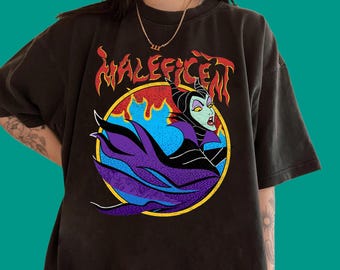 Disney Sleeping Beauty Maleficent Vintage Flame Portrait Shirt | Villains Maleficent Shirt | Disneyland Family Shirt | Aesthetic Gift R503