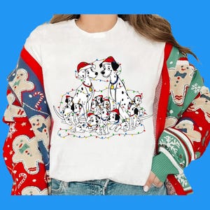 Disney 101 Dalmatians Santa Christmas Lights shirt | Patch Lucky Rolly Perdita Pongo Disneyland Xmas Matching Shirt | Aesthetic Gift R44
