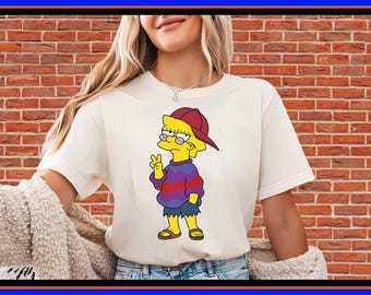 Cool Lisa Simpson 90s Retro Cartoon T-shirt Vintage Aesthetic Streetwear Oversized Sweater Peace Sign Summer Vibes Pop Culture Gift OP186