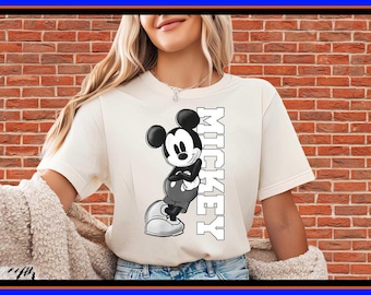 Mickey Mouse Shirt Vintage Disney Tee Retro Cartoon Hoodie Classic Black and White Mouse Disney World Trip Gift For Disney Fans OP136