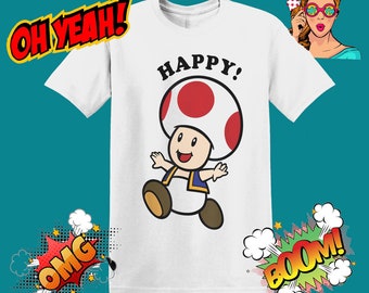 Super Mario Happy Toad Men Women Unisex T shirt, T-shirt, Tshirt MU55