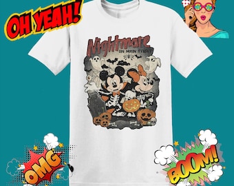 Disney, Todos los personajes, Pesadilla en Elm Street, Halloween, Camiseta unisex para hombre y mujer, Camiseta, Camiseta MU94