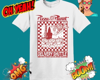 Camiseta unisex de Disney Toy Story y Pizza Planet para hombre y mujer, camiseta, camiseta MU69
