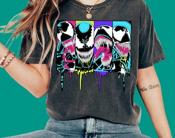 Marvel Venom Colorful Dripping Comic Panel T-Shirt | Marvel WDW Vacation Trip | Disneyland Family Party Gift | Aesthetic Gift R693