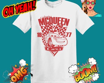 Disney Cars, Beleuchtung, McQueen, 1977, Männer Frauen Unisex T-Shirt, T-Shirt, Tshirt MU89