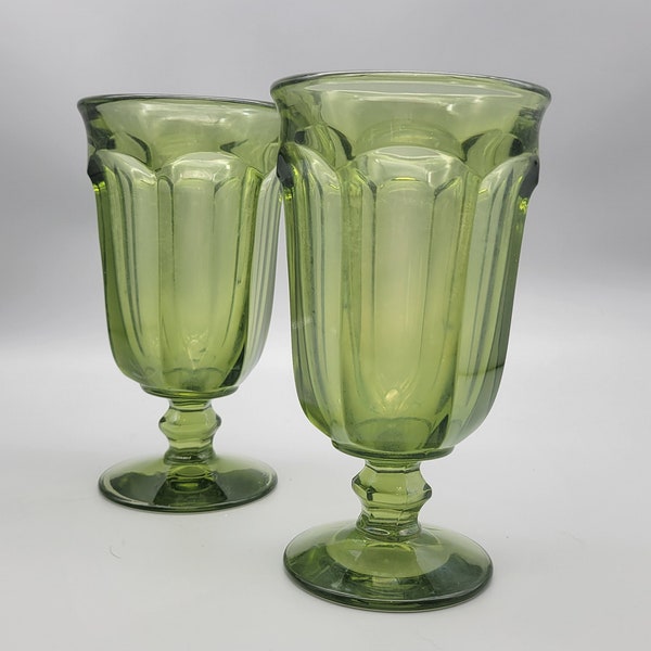 Vintage Green Ice Tea Glasses Imperial Glass Ohio Old Williamsburg Verde unique glasses retro barware Green Depression Glass