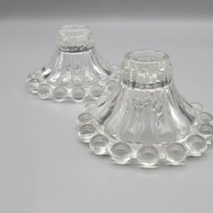 Vintage Candlestick Holder Set Berwick Boopie Clear by Anchor Hocking Mid Century Modern Home Decor MCM