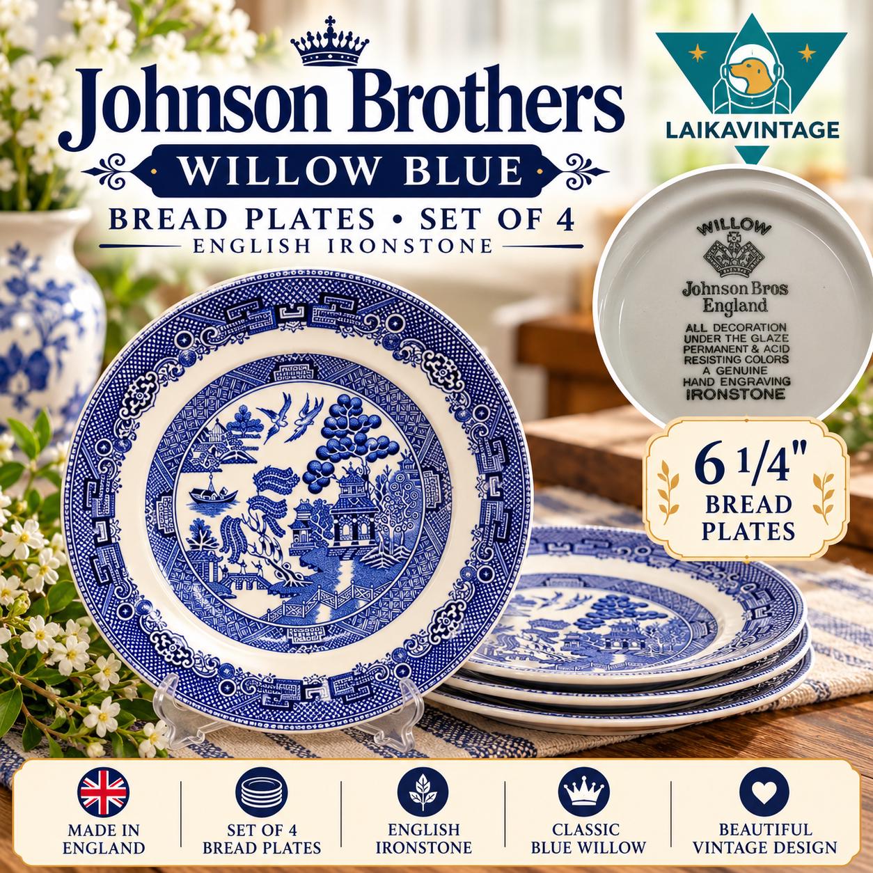 Johnson Brothers Willow Blue Dinnerware Set - Etsy