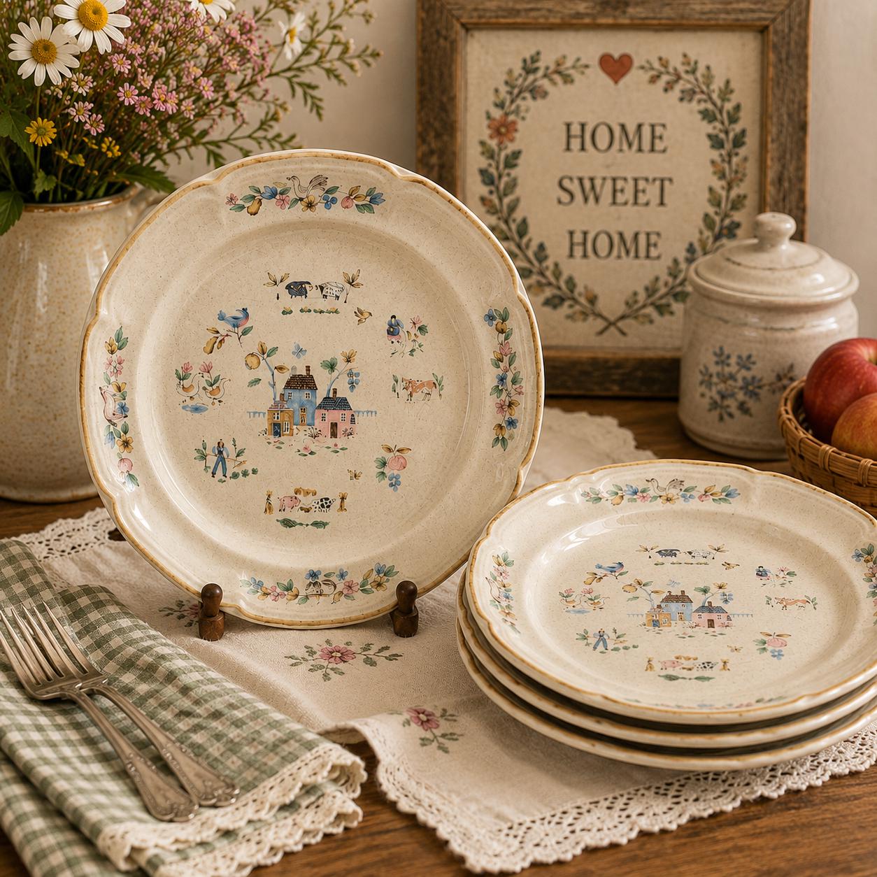 Heartland Pottery 皿 ハート柄 プレート　5枚セット Heartland Stoneware Set - Etsy