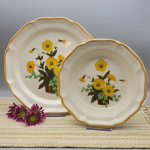 Mikasa Sunshine Dish Set Vintage 70s Stoneware Dinnerware Vintage Mikasa Garden Club Retro Cottagecore Kitchen