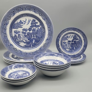 Johnson Brothers Willow Blue Dinnerware Set - Etsy