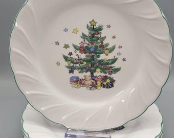 Nikko Happy Holidays Set of 4 Salad Plates | Vintage Christmas Salad Plates | Japan Dinnerware | Replacement Set | Discontinued | Imperfect