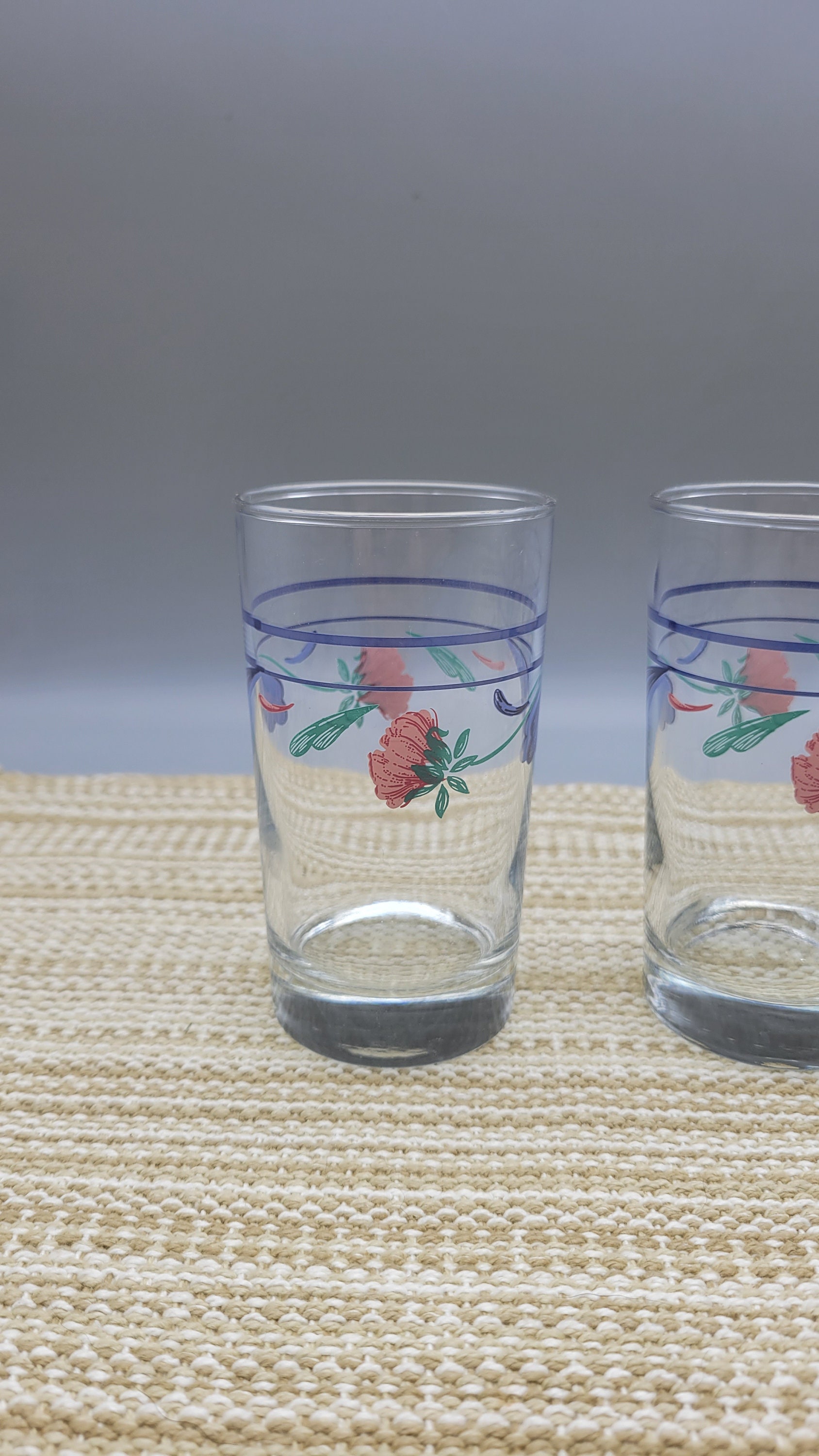 Poppies on Blue by Lenox Vintage Lenox Juice Glasses Set of 4 Vintage 80s Kitchen & Glassware