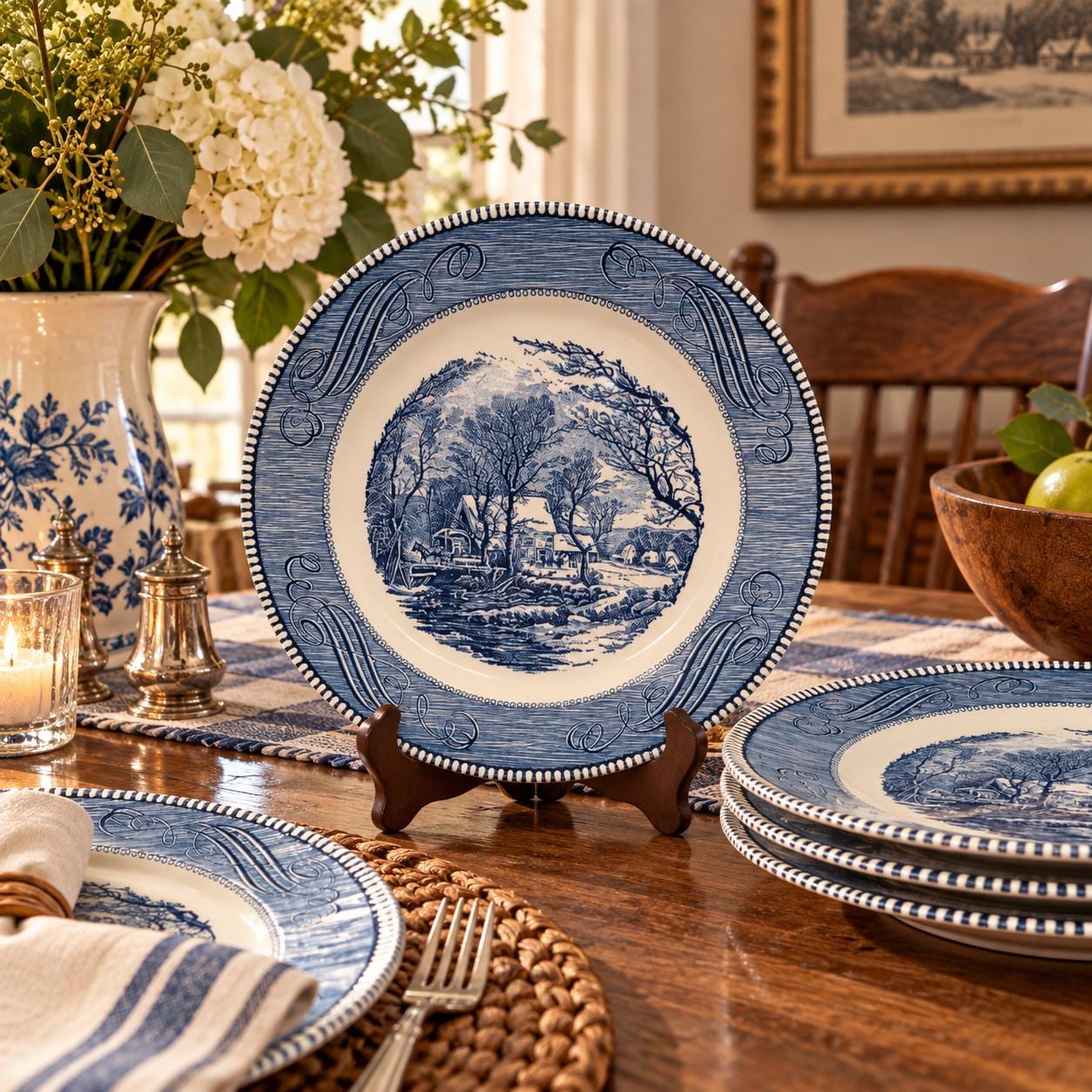 Vintage Blue on White Dinnerware - Etsy