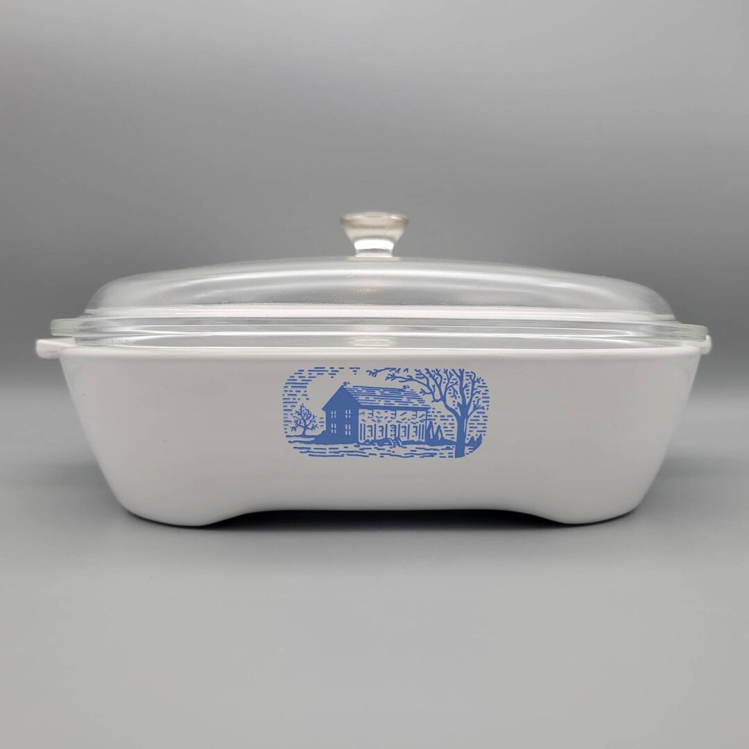 Vintage Corning Ware Casserole Baking Skillet Blue Colonial House ...