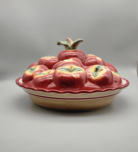 Vintage Apple Pie Lidded Pie Dish Pie Plate Pie Keeper With Ceramic Lid Pfaltzgraff Delicious Retro Bakeware Vintage Kitchen Farmhouse Etsy