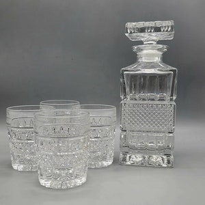 Vintage Bohemia Crystal Decanter Set Old fashioned glasses Vintage Barware Liquor Decanter Whiskey Decanter Whiskey Glasses Elegant Barware