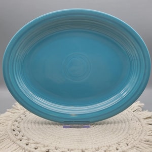 Vintage Homer Laughlin Fiestaware Turquoise Oval Serving Platter - Genuine Fiesta Ware Stamp - Excellent Condition (1947-1969)