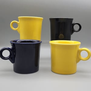 Fiesta Ware Tom & Jerry Ring Handled Mug - Sunflower Yellow, Cobalt Blue, Slate Gray - Vintage Fiestaware Mugs Replacement Pieces