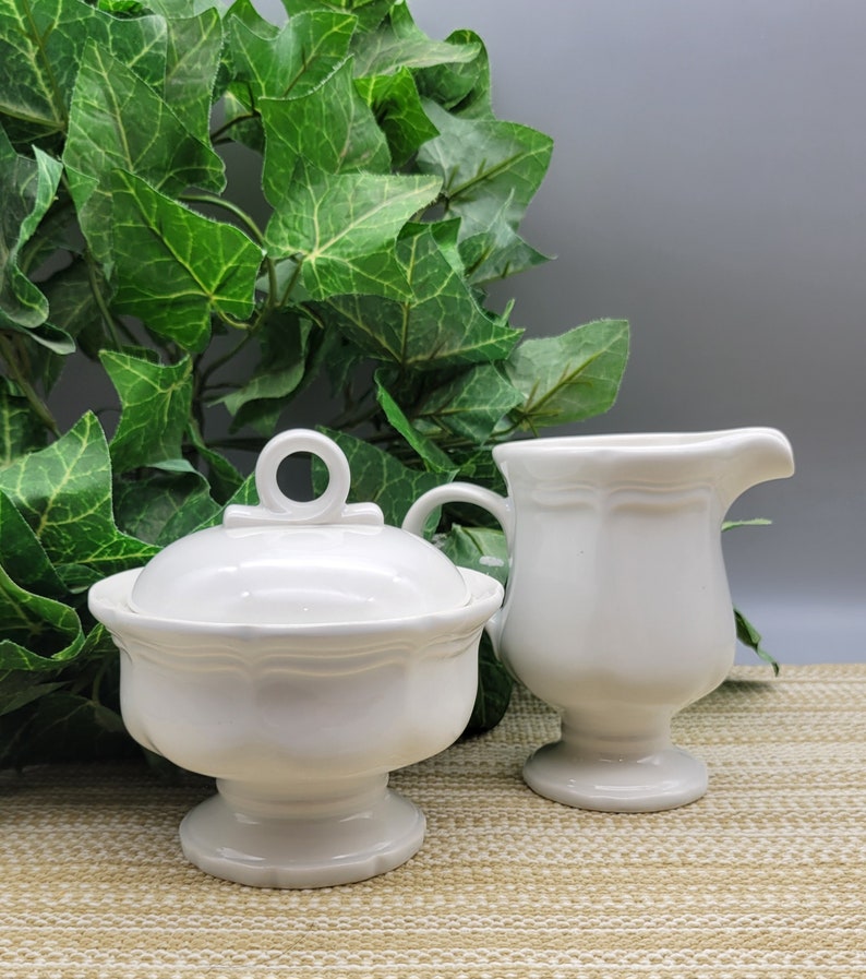 Vintage Mikasa French Countryside Sugar Bowl w/ Lid and Creamer Set - Rustic Elegance for Your Table