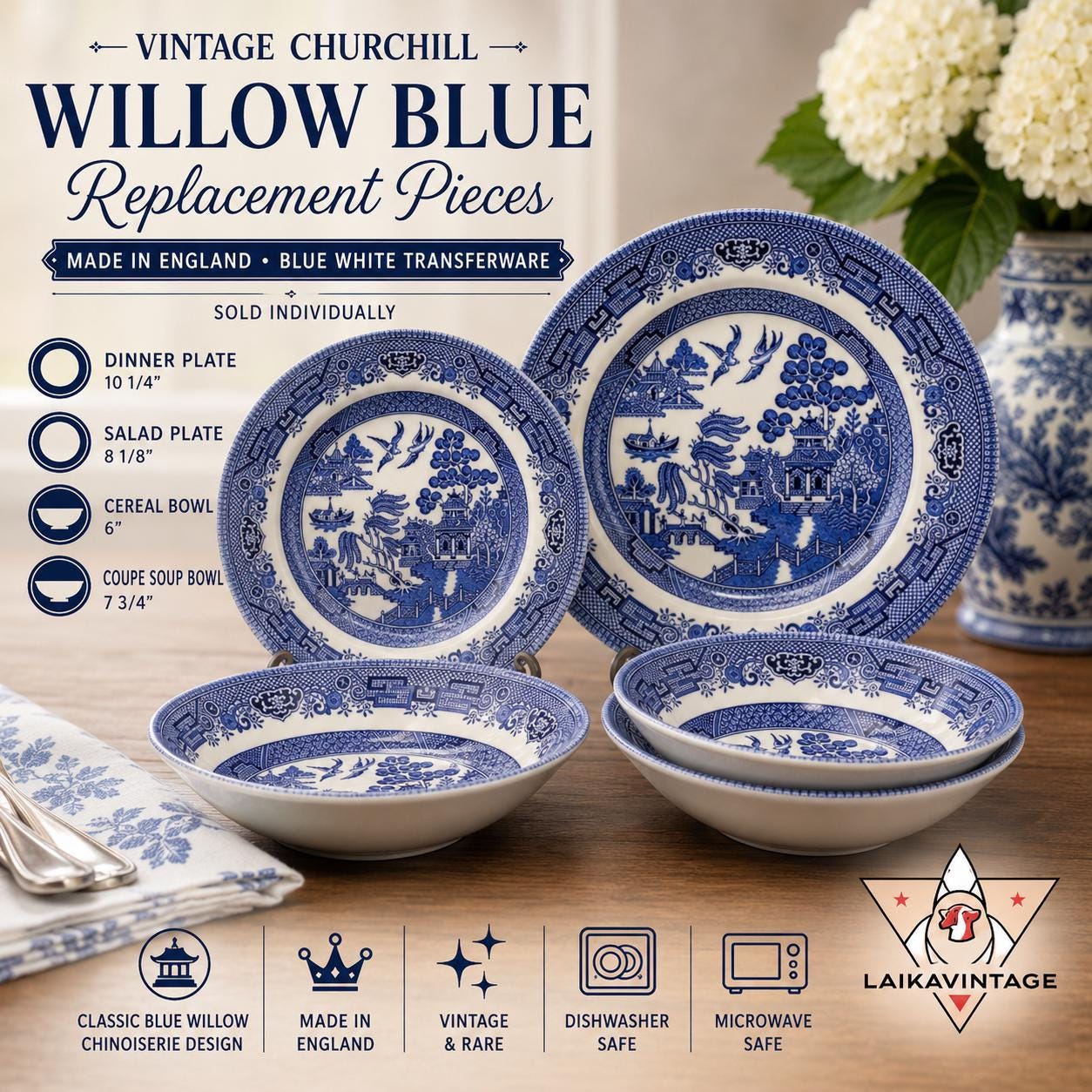 Blue Willow Salad Bowls - Etsy