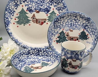 Folk Craft Cabin in the Snow by Tienshan Vintage Christmas Plates Bowls Mugs Replacement China Pick Your Piece Holiday Table Dinnerware Etsy