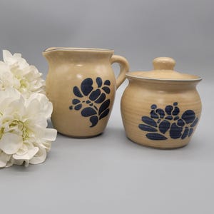 Vintage Pfaltzgraff Folk Art Sugar Bowl and Creamer Vintage Pfaltzgraff Salt Glaze Pottery