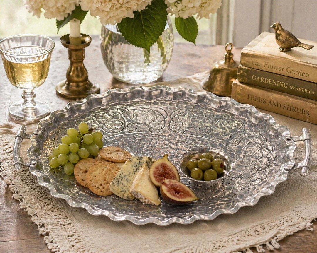 Regency Forgers Vintage Forged Aluminum Serving Tray | Ivy Vine Gallery Tray ...