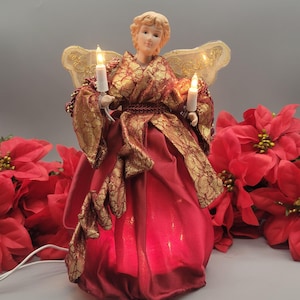 Vintage Christmas Light Up Tree Topper Vintage Angel Tree Topper Christmas Decorations Christmas Lights Holiday Decor