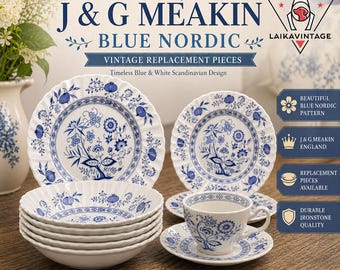 Vintage Johnson Brothers Nordic Cereal Bowl. Classic Blue Onion
