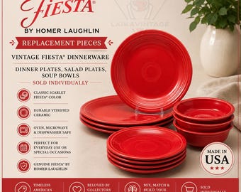 Fiesta Scarlet Homer Laughlin Replacement Pieces | Vintage Fiesta Dinnerware | Dinner Plates, Salad Plates, Soup Bowls | Sold Individually