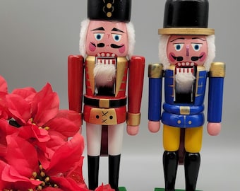German Nutcracker Set Vintage Christmas Decor Holiday Figurines Medium Size Nutcrackers