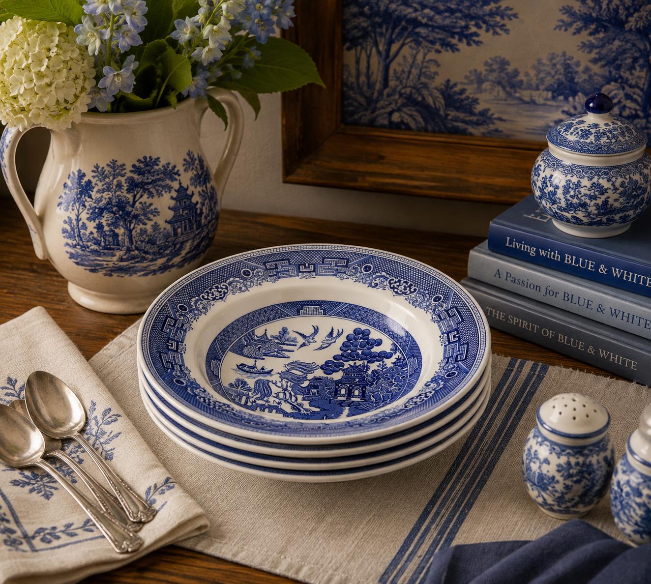 Blue Willow Salad Bowls - Etsy