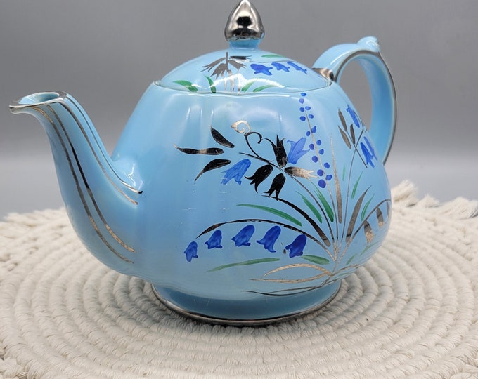 Vintage Sadler Teapot Vintage James Sadler Teapot Blue & Silver Floral