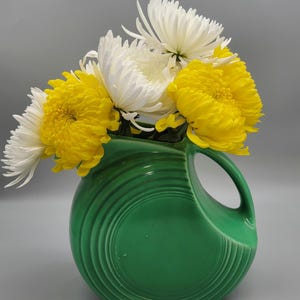 Antique Fiesta Ware Original Green Disc Pitcher Vintage Fiestaware Water Pitcher Art Deco Decor Stunning Centerpiece Vase or Utensil Holder