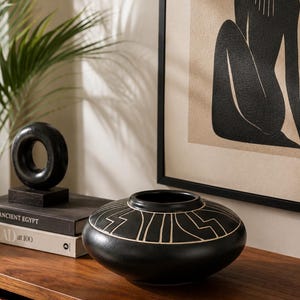 Vintage Harris Potteries Chicago Cairo Vase | MCM Geometric Pottery Vase | Art Deco Revival Ceramic Statement Vase
