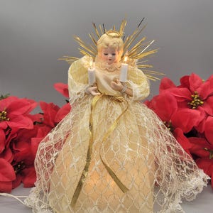 Vintage Christmas Light Up Tree Topper Angel Tree Topper Christmas Decorations Christmas Lights Holiday Decor