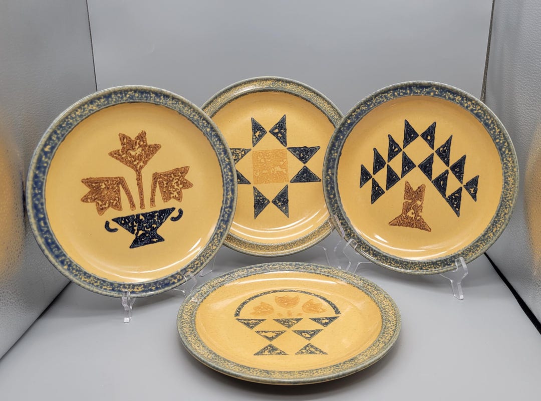 Vintage Pfaltzgraff folkart pattern stoneware dinnerware. There