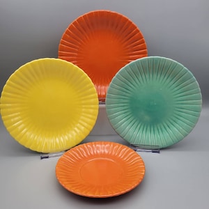 Vintage Stangl Pottery Colonial Blue Colonial Aqua Colonial Tangerine Stangl Pottery Colonial Plates Petalware 1920s Antique Lusterware